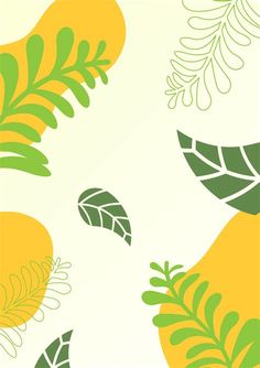 an orange and green plant pattern on a white background, with leaves in the foreground