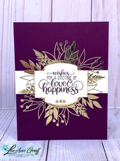 a purple card with gold foil on it and the words wishes for a little bit of love