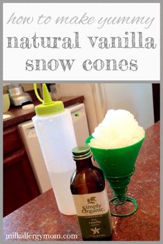 the ingredients for making homemade vanilla snow cones