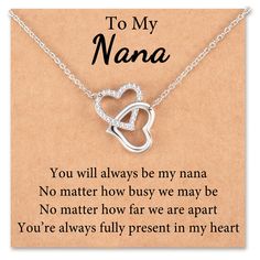 PRICES MAY VARY. NANA GIFTS- The love between a Grandma, Mom, and Granddaughter is forever, this special necklace is the jewelry to celebrate with your Grandma or Mother. With this heart necklace as a reminder that you will always have each other - no matter how busy, no matter how far. MATERIAL- This nana necklace is made of 316L grade stainless steel, never rust, hypoallergenic, any harm to skin, it is the perfect jewelry for people with sensitive skin. SWEET GIFTS FOR GRANDMA- This exquisite Nana Christmas Gifts, Nana Necklace, Granddaughter Necklace, Grandma Necklace, Mother Daughter Necklace, Christmas Gifts For Grandma, Birthday Gifts For Grandma, Birthday Gifts For Teens, Special Necklace