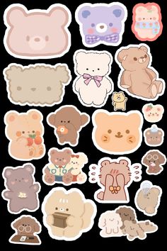 a bunch of stickers that are on top of each other in different shapes and sizes