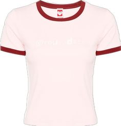 Fitted Pink T-shirt For Streetwear, Sporty Pink T-shirt With Logo Print, Pink T-shirt With Embroidered Logo For Streetwear, Sporty Fitted Pink T-shirt, Sporty Pink T-shirt With Text Print, Sporty Pink Short Sleeve T-shirt, Pink Cotton T-shirt With Logo, Sporty Pink Crew Neck T-shirt, Casual Pink Tops With Logo