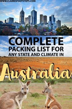 two kangaroos with the words complete packing list for any state and climate in australia