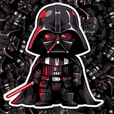 Chibi Darth Vader Sticker - Turbo Vinyl Chibi Darth Vader, Darth Vader Cartoon, Darth Vader Art, Star Wars Cartoon, Star Wars Background, Dark Vador, Pokemon Stickers, Fun Shirts