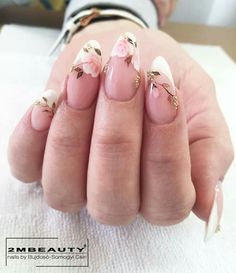 White Flower Nail Art Floral Design, Magnolia Flower Nails, Elegant Floral Nails, Peony Nails, Floral Gel Nails, Square Oval Nails, Glitter Toe Nails, Small Nails