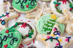 decorated christmas cookies on a table ready to be eaten