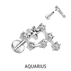 316L Surgical Steel Internally Threaded CZ Zodiac Constellation Labret Stud Bar Length: 5/16" (8 mm) Piercing Area: Ear Cartilage, Labret, Monroe Bar Size: 16 Gauge (1.2 mm) & 18 Gauge (1mm) Material: 316L Surgical Steel/Brass Stone Material: CZ Sold by: 1 Pc Silver Adjustable Celestial Body Jewelry, Adjustable Silver Celestial Body Jewelry, Helix Ear, Cartilage Stud, Labret Studs, Zodiac Constellations, Body Jewellery, Tragus, Helix