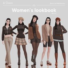 The Sims 4 Outfit Ideas No Cc Aesthetic, Sims 4 Nocc Outfits, Sims 4 Cc Autumn Clothes, Sims 4 Lookbooks No Cc, Sims Costume, Ts4 Lookbook, Sims 4 Couple Poses