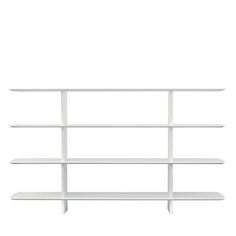 a white book shelf with three shelves on each side and two bookshelves in the middle