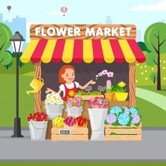 a woman selling flowers at the flower market