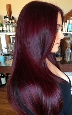 Stunning Cherry Red Hair Color Ideas Hair Colour Ideas Natural, Dark Hair Color Ideas One Color, Ruby Wine Hair Color, Red Hair Color Dark, Dark Red Hair Color Burgundy, Cool Color Hair, Cherry Wine Hair, Red Dark Hair, Dark Cherry Cola Hair Color