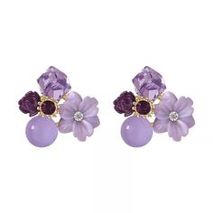 New Purple Flower Earrings. Made Of Copper Alloy. Only One Pair Available, Buy Now! Follow My Store. Condition: New With Tags Y2k Accessories, Silver Crown, Flower Stud Earrings, Party Girl, Purple Crystal, Flower Stud, Crystal Stud Earrings, Purple Crystals, Flower Earrings Studs