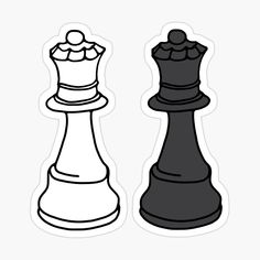 a black and white chess piece next to each other sticker on a white background