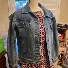 Jean Jacket Size M Blue With Beautiful Details On Sleeves And Shoulders. Nwt I Would Say It’s Large M Purchased From Our Boutique In Sunshine State. 21 Inches Arm Pit To Pit Perfect For Little Room To Layer On Top Of Your Sweater Fitted Long Sleeve Washed Blue Outerwear, Lightweight Denim Jacket, Rolled Jeans, Demin Jacket, Black Jean Jacket, Distressed Jean Jacket, Jean Jacket Women, Oversized Denim Jacket, Distressed Denim Jacket