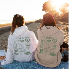 🏷️ 💲Buy any THREE items from our shop and receive 30% off your purchase! Discount automatically applied at checkout. ️ Celebrate your unbreakable bond with our Custom Best Friend Matching Oversized Hoodies! These Personalized Beach Bestie Sweatshirts are perfect for capturing that Y2K vibe. Ideal as a gift for your BFF, whether they're near or long-distance, these cozy hoodies will keep you both stylish and connected. Show off your friendship in the most fashionable way! ⭐️ In the personalizat Casual Green Hoodie For Leisure, Casual Graphic Print Hoodie For Outdoor, Casual Outdoor Hoodie With Graphic Print, Casual Oversized Hoodie For Outdoor Activities, Trendy Hooded Hoodie For Outdoor Activities, White Oversized Hoodie For Outdoor, Bff Long Distance, Best Friend Matching, Sweatshirt Y2k