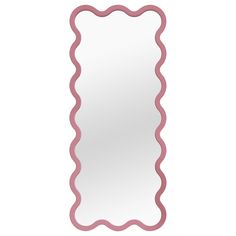 a pink scalloped mirror on a white background