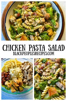 chicken pasta salad with lettuce and tomatoes