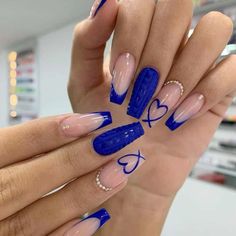 Ballerina Acrylic Nails, Manicure Tips, Smink Inspiration, Blue French, Acrylic Nails Coffin Short, Diamond Nails, Fancy Nails