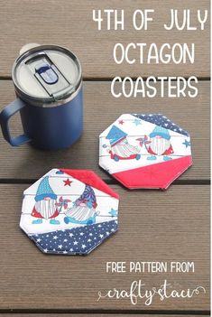 the 4th of july octagon coasters are made with fabric