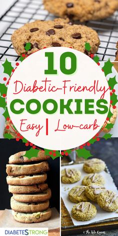 These low-carb diabetic cookie recipes are all easy to make and taste delicious. Simple recipes with all the flavor and none of the unhealthy ingredients! Sugar Free Cookie Recipes, Dolce Poche Calorie, Sugar Free Desserts Easy, Sugar Free Baking, Sugar Free Recipes Desserts, Sugar Free Treats, Sugar Free Sweets, Healthy Recipes For Diabetics, Sugar Free Cookies