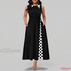 Elegant Long Dress with Sleeveless Top and Adjustable Waist for Leisure Time Elegant Lounge Wear, Beautiful Long Dresses, Fitted Maxi Dress, Flowing Dresses, Asymmetrical Neckline, Flowing Skirt, Elegant Dresses Long, Leisure Time, Crewneck Dress