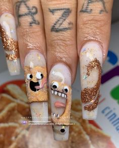 Food Nails, Drip Nails, Bling Acrylic Nails, Glam Nails, October 1, Fire Nails, Coffin Nails Designs