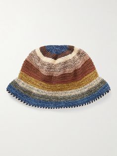 Story Mfg. approaches its designs with an underlying consciousness for people and the planet. Treated with natural dyes, this bucket hat is crocheted by hand using organic cotton and detailed with colourful stripes. Lower Impact Materials. This product is made using at least 50% lower-impact materials or ingredients. Responsible Craftsmanship. This product promotes artisanal skill and brands that invest in communities and adhere to fair-trade principles. Find out more about our Consciously Craf… Bucket Hat For Men, Story Mfg, Cotton Bucket Hat, Jewelry Gift Guide, Shop Story, Mens Bucket Hats, Crochet Bucket Hat, Hat For Men, Fine Jewelry Designers