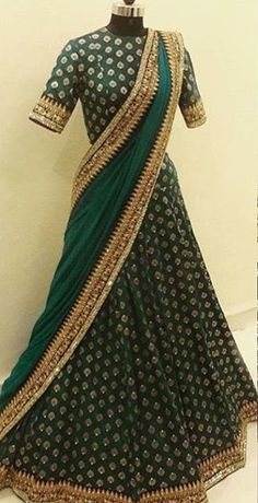 Mukesh Work Lehenga, Sukienki Maksi, Lehenga Saree Design, Outfits Indian, Indian Outfits Lehenga, Lehnga Dress, Bridal Outfit, Half Saree Designs