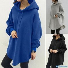 Orcajump - Relaxed Long-Sleeve Hooded Sweatshirt with Pockets and Drawstring for Casual Wear Hooded Sweatshirt, Hooded Sweatshirts, Casual Wear, Sweatshirts, Long Sleeve, How To Wear, Clothes