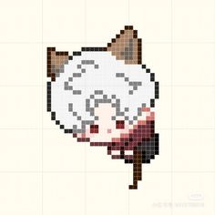 a cross - stitch pattern of a cat with a bow on it's head