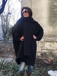 This is a cozy, effortless feel great coat. Oversized design, elegant shawl collar, long sleeves, asymmetric pointed hem.. One size fits all. Unlined.The fabric is wool machine knitting. Lenght at front 93cm/ 36"Lenght at back 124cm/ 49"For more beautiful designs, please visit and my new shop:https://www.etsy.com/shop/JustMariyaFromBG?ref=seller-platform-mcnav Spring Cardigan, Coat Cape, Spring Cardigans, Elegant Shawl, Loose Coat, Blanket Coat, Great Coat, Loose Coats, Shawl Collar Cardigan