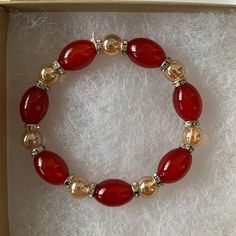 Brand New Bracelet With Stretch Elastic Red Jewelry Bracelet, Stretch Bracelets Ideas, Pearl Bracelet Jewelry, Flower Cuff Bracelet, Red Beaded Bracelet, Pearl Cuff Bracelet, Cultured Pearl Bracelet, New Bracelet, Elephant Bracelet