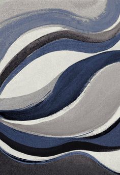 an abstract painting with blue, grey and white colors