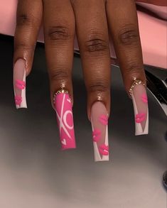 Curved Nails, Long Acrylic Nail Designs, Nail Designs Valentines, Her Nails, Dope Nail Designs, Short Square Acrylic Nails, Exotic Nails, Acrylic Nails Coffin Pink, Long Square Acrylic Nails