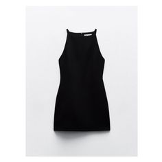 ZARA WOMAN COLLECTIONSleeveless mini dress. A-line silhouette. Back hidden in-seam zip closure. Zara Dress Short, Zara Dress Beige, Zara Assymetric Dress Black, Zara Halter Dress Black, Vestido Zara Satin, Stradivarius Dresses, Short Halter Dress, Jeans Blazer, Sleeveless Short Dress