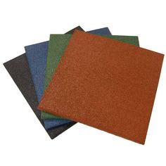 four different colors of sandpaper on white background