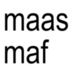 the words maas mat are in black and white letters on a white background,