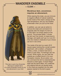 an information card describing the armor worn in warhammerer ensemble cloak