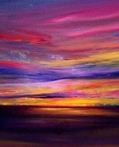 an abstract painting of colorful clouds in the sky