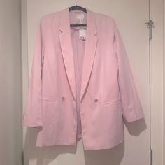 New With Tags Pink Blazer H&M H&m Pink Spring Outerwear, H&m Pink Outerwear For Fall, H&m Pink Outerwear For Spring, Pink H&m Outerwear For Fall, Pink H&m Outerwear For Spring, H&m Spring Blazer For Formal Occasions, Chic Summer Outerwear By H&m, Light Pink Blazer, H&m Jackets