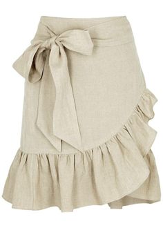 Linen Wrap Skirt, Ruffle Linen, Mini Wrap Skirt, Slip Skirts, Mini Wrap, Knit Midi Skirt, Spring Skirts, Ribbed Knit Top