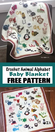 an animal alphabet baby blanket with free pattern