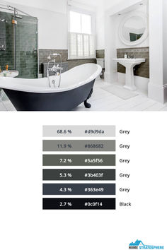 Primary Bathroom with Pedestal Sink, Vintage Black Clawfoot Tub, and Walk-in Shower (Color Analysis) Tranquil Bathroom