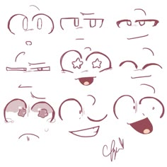 an image of various expressions drawn in different styles and colors, including the words'i love you '