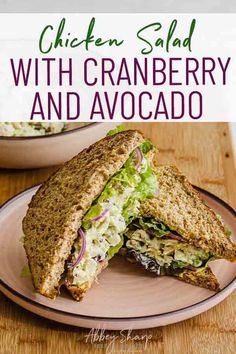 chicken salad sandwich with cranberry and avocado