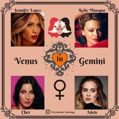 the zodiac sign for venus, genni, and other women are depicted in this poster