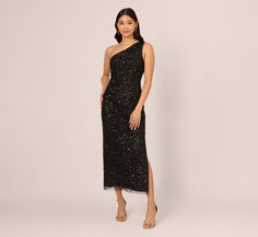 Go for glamor on your next evening under the stars in this beaded one shoulder dress. This formal dress features a one shoulder neckline, fitted bodice, and an ankle-length column skirt. Featuring our beloved allover sequin beading, this one shoulder gown is crafted from knit meshand fully lined. A zipper closure at the side of the dress completes the look. Trend-forward yet timeless, this ankle-length dress will shine for a formal night out with nude heels and a simple clutch. Style Number: AP1 Beaded Ankle, Column Skirt, One Shoulder Gown, Ankle Length Dress, Sequin Cocktail Dress, Nude Heels, Sequin Beading, Under The Stars, Evening Attire