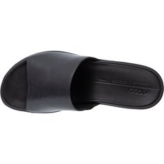 Crafted in full-grain leather with a lightweight, tech-infused sole, the ECCO Flowt Wedge LX is an open-toe mule that adds height while maintaining sleek style and ultimate comfort. Featuring a concealed elastic inset in the vamp for a perfect fit, it offers the comfort of a bedroom slipper in a stylish summer sandal that is both on-trend and timeless. These Ecco Flowt Wedge LX Black Leather Women's Sandals have the following features: Crafted from full-grain leather Platform heel with a leather