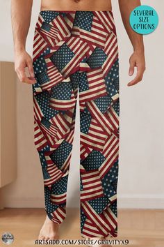 * Patriotic USA American Flag Art Men's Pajama Trousers without Pockets by #Gravityx9Designs at Artsadd * his pajama trousers is super comfortable in a lightweight stretch and is perfect for sleeping and lounging. * (This shirt is printed and shipped out from USA-based factory. It can only be delivered to United States address.) * American Flag Fashion * 0824 Comfy Lounge Wear, American Flag Fashion, American Flag Art, Comfy Lounge, Usa Patriotic, Pants For Men