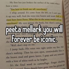 an open book with the words peet - a melak you will forever be iconic